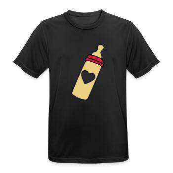 biberon coeur - T-shirt respirant Homme - noir - Devant - AI Model Male 178 light (178cm)