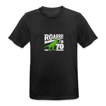 ROARRR! I am 70 years of Dino shirt for my birthday - Men's Breathable T-Shirt - black - Front - AI Model Male 178 light (178cm)