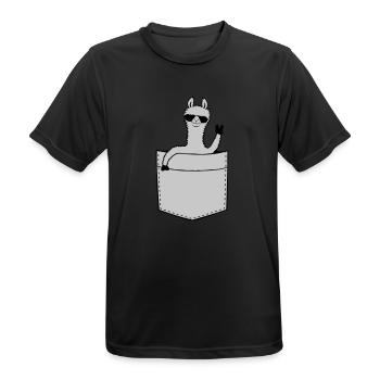 Comic Hemdtasche Lama - Männer T-Shirt atmungsaktiv - Schwarz - Vorne - AI Model Male 178 light (178cm)
