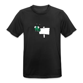 Shield wooden worm writing text box hole small bab - Men's Breathable T-Shirt - black - Front - AI Model Male 178 light (178cm)