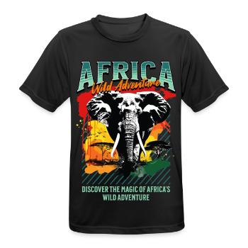 Afrique Éléphant Nature Aventure Safari en pleine nature - T-shirt respirant Homme - noir - Devant - AI Model Male 178 light (178cm)