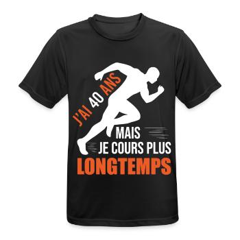 Coureur 40 ans Running Papa Papi Cadeau - T-shirt respirant Homme - noir - Devant - AI Model Male 178 light (178cm)