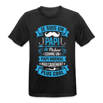 Papi Pêcheur Pêche Humour Cadeau Citation - T-shirt respirant Homme - noir - Devant - AI Model Male 178 light (178cm)