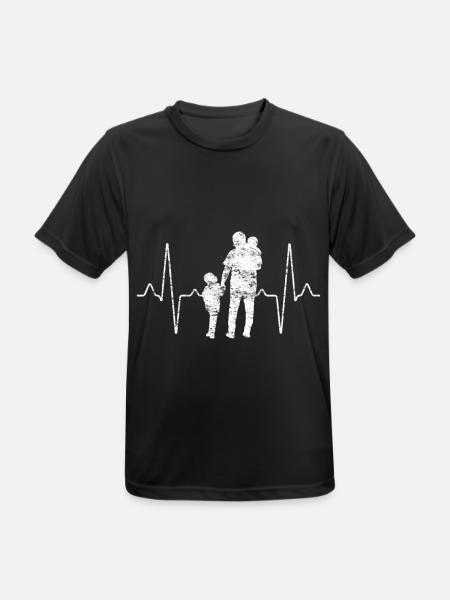Familie Herzschlag - Männer T-Shirt atmungsaktiv - Schwarz