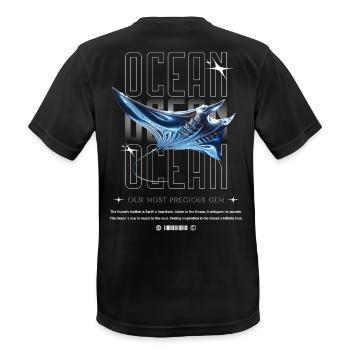 Ocean Manta Precious Treasure - Men's Breathable T-Shirt - black - Back - AI Model Male 178 light (178cm)