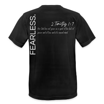 Furchtlos - 2. Timotheus 1:7 Christlicher Plan - Männer T-Shirt atmungsaktiv - Schwarz - Hinten - AI Model Male 178 light (178cm)