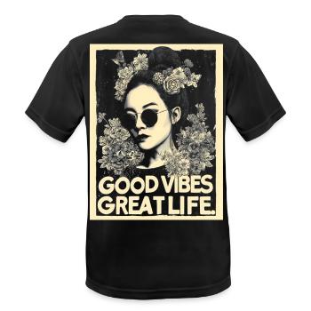 Vibes great Life tattoo - Men's Breathable T-Shirt - black - Back - AI Model Male 178 light (178cm)