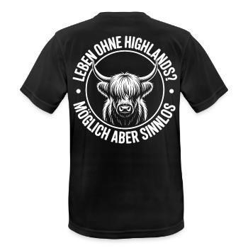 Highland Cow / Highland Rind – Ich liebe Highlands - Männer T-Shirt atmungsaktiv - Schwarz - Hinten - AI Model Male 178 light (178cm)