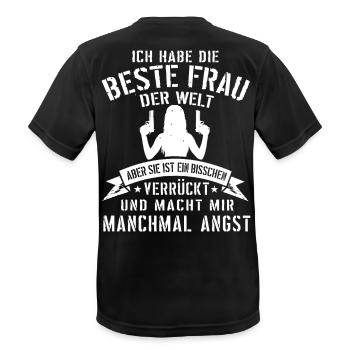 Super lustiges Geschenk für Ehemann mit verrückter - Männer T-Shirt atmungsaktiv - Schwarz - Hinten - AI Model Male 178 light (178cm)