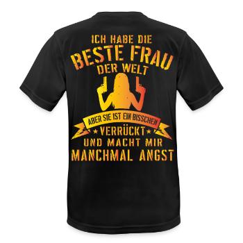 Super lustiges Geschenk für Ehemann mit verrückter - Männer T-Shirt atmungsaktiv - Schwarz - Hinten - AI Model Male 178 light (178cm)