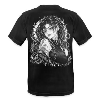 Gothic Anime Vampir – Monochromer Dornen-Halo - Männer T-Shirt atmungsaktiv - Schwarz - Hinten - AI Model Male 178 light (178cm)