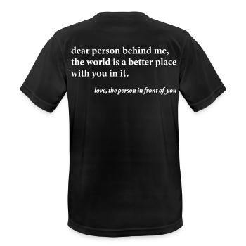 Dear Person Behind Me – Positives Zitat  - Männer T-Shirt atmungsaktiv - Schwarz - Hinten - AI Model Male 178 light (178cm)