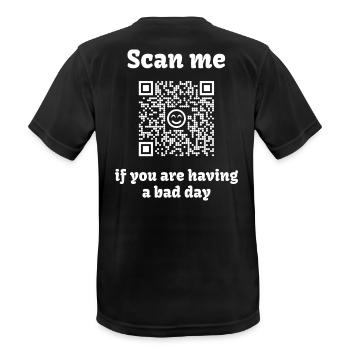 QR-Code mit liebevoller Botschaft - Männer T-Shirt atmungsaktiv - Schwarz - Hinten - AI Model Male 178 light (178cm)