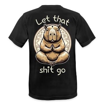 Let That Shit Go – Meditierendes Capybara - Männer T-Shirt atmungsaktiv - Schwarz - Hinten - AI Model Male 178 light (178cm)