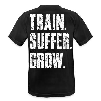Train Suffer Grow Grunge Motto - White - Men's Breathable T-Shirt - black - Back - AI Model Male 178 light (178cm)