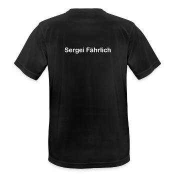 Sergei Fährlich - Männer T-Shirt atmungsaktiv - Schwarz - Hinten - AI Model Male 178 light (178cm)