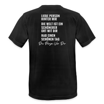 Person Hinter Mir - Männer T-Shirt atmungsaktiv - Schwarz - Hinten - AI Model Male 178 light (178cm)