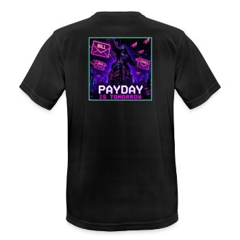 Payday Is Tomorrow Funny Meme - Men's Breathable T-Shirt - black - Back - AI Model Male 178 light (178cm)