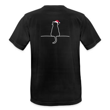 Chat noël cadeau noël chat - T-shirt respirant Homme - noir - Dos - AI Model Male 178 light (178cm)