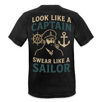 Look like a Captain, Swear like a Sailor saying - Men's Breathable T-Shirt - black - Back - AI Model Male 178 light (178cm)