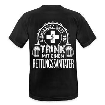 Sanitäter - Männer T-Shirt atmungsaktiv - Schwarz - Hinten - AI Model Male 178 light (178cm)