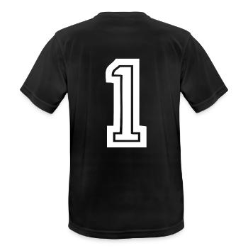 Eins 1 - Männer T-Shirt atmungsaktiv - Schwarz - Hinten - AI Model Male 178 light (178cm)