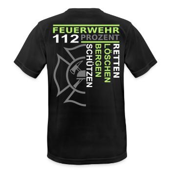 Feuerwehr 112 Retten Löschen Bergen Schützen - Männer T-Shirt atmungsaktiv - Schwarz - Hinten - AI Model Male 178 light (178cm)