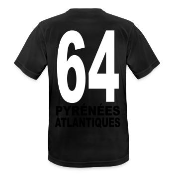 Pyrénées-Atlantiques 64 - T-shirt respirant Homme - noir - Dos - AI Model Male 178 light (178cm)