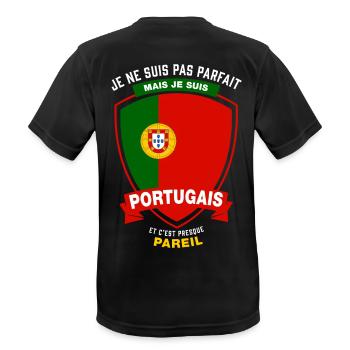 Portugais Parfait - T-shirt respirant Homme - noir - Dos - AI Model Male 178 light (178cm)
