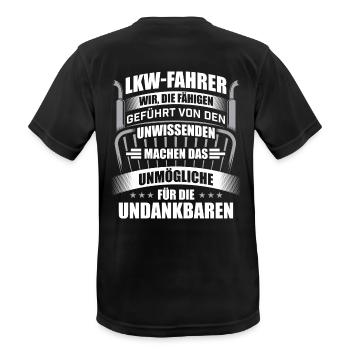 LKW-Fahrer Truck Undank - Männer T-Shirt atmungsaktiv - Schwarz - Hinten - AI Model Male 178 light (178cm)