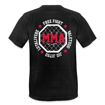MMA - Männer T-Shirt atmungsaktiv - Schwarz - Hinten - AI Model Male 178 light (178cm)