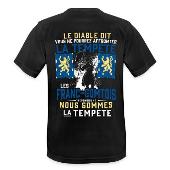 Tempête Franc-Comtois - T-shirt respirant Homme - noir - Dos - AI Model Male 178 light (178cm)