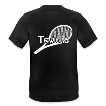 Police de raquette de tennis au milieu du blanc - T-shirt respirant Homme - noir - Dos - AI Model Male 178 light (178cm)