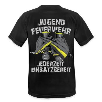 Jederzeit einsatzbereit - Männer T-Shirt atmungsaktiv - Schwarz - Hinten - AI Model Male 178 light (178cm)