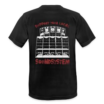 support your local soundsystem - Männer T-Shirt atmungsaktiv - Schwarz - Hinten - AI Model Male 178 light (178cm)