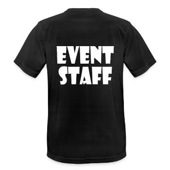 Event staff - Men's Breathable T-Shirt - black - Back - AI Model Male 178 light (178cm)