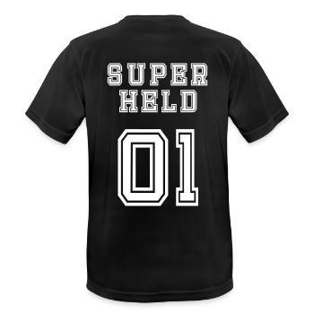 Superheld - Männer T-Shirt atmungsaktiv - Schwarz - Hinten - AI Model Male 178 light (178cm)