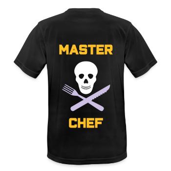 ★ Les couleurs du design peuvent être modifiées ★ Master chef (coutellerie) - T-shirt respirant Homme - noir - Dos - AI Model Male 178 light (178cm)