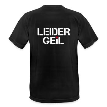 Leider Geil - Männer T-Shirt atmungsaktiv - Schwarz - Hinten - AI Model Male 178 light (178cm)