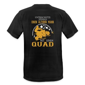 Quad Design - Männer T-Shirt atmungsaktiv - Schwarz - Hinten - AI Model Male 178 light (178cm)