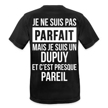 Nom de Famille - DUPUY - T-shirt respirant Homme - noir - Dos - AI Model Male 178 light (178cm)