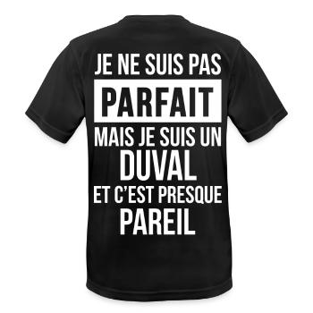 Nom de Famille - DUVAL - T-shirt respirant Homme - noir - Dos - AI Model Male 178 light (178cm)
