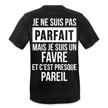 Nom de Famille - FAVRE - T-shirt respirant Homme - noir - Dos - AI Model Male 178 light (178cm)