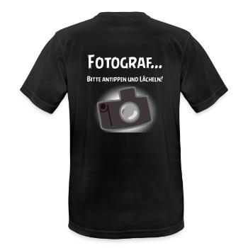 Fotograf - Bitte antippen - Männer T-Shirt atmungsaktiv - Schwarz - Hinten - AI Model Male 178 light (178cm)
