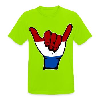 Holland Flag Surfing Symbol - Men's Breathable T-Shirt - neon green - Front - AI Model Male 185 dark (185cm)