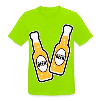 2 Grillage des bouteilles de bière (Beery / POS 3C) - T-shirt respirant Homme - vert néon - Devant - AI Model Male 185 dark (185cm)