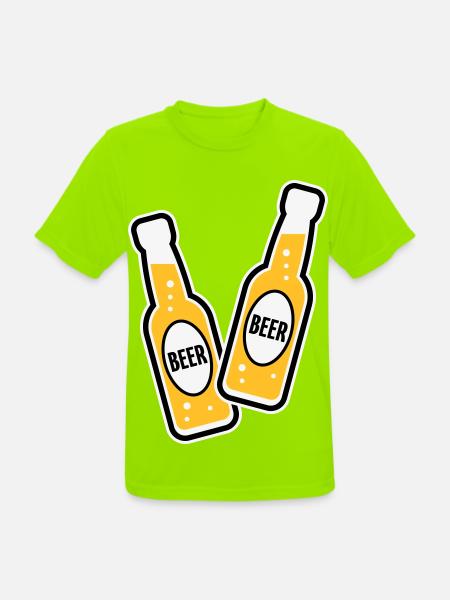 2 Bierflaschen (Bier / POS 3C) - Männer T-Shirt atmungsaktiv - Neongrün
