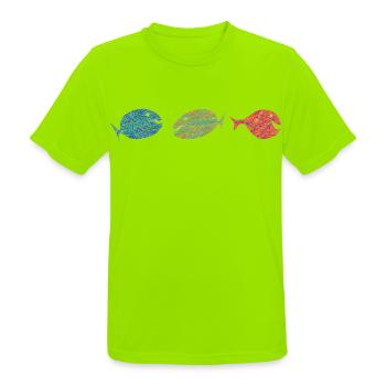 bunte Fische Scribble-Style scribble Fische angeln - Männer T-Shirt atmungsaktiv - Neongrün - Vorne - AI Model Male 185 dark (185cm)