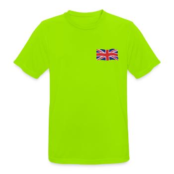 Flagge Großbritannien - Männer T-Shirt atmungsaktiv - Neongrün - Vorne - AI Model Male 185 dark (185cm)