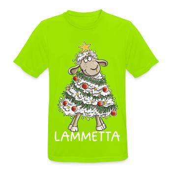 Lammetta Schaf I Weihnachten Lametta Wortspiel - Männer T-Shirt atmungsaktiv - Neongrün - Vorne - AI Model Male 185 dark (185cm)